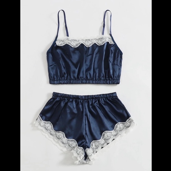 Other - Navy, Satin, Lingerie, Brallete Set